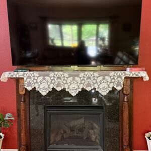 Beautiful Embroidered Rose Lace Fireplace/Long Shelf Scarf  Runner 93" x 19"